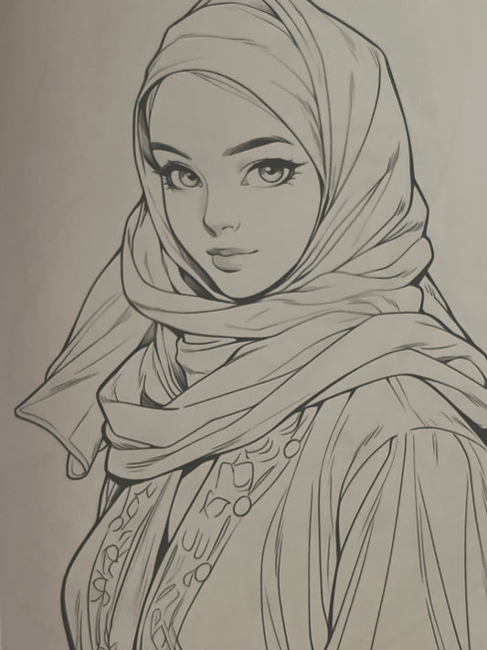 Hijab girl coloring book